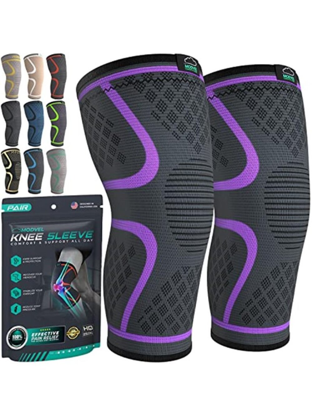New Compression Knee Brace for Women & Men, 2-Pack Knee Brace for Running